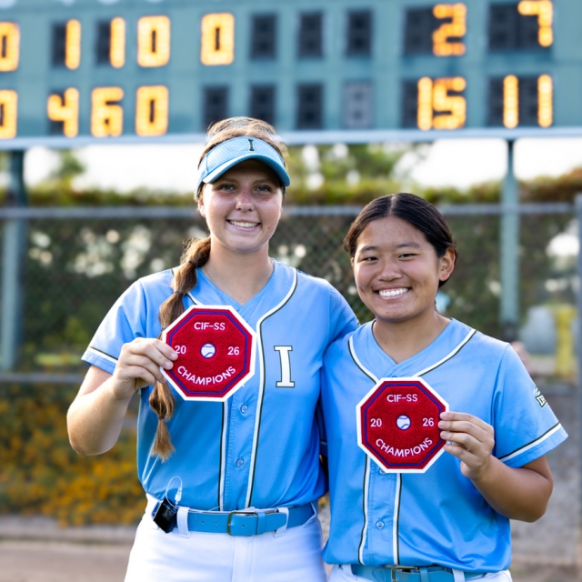 Irvine Seniors Harper Vandermolen (L) and Katie Liu (R) celebrate their second appearance in the CIF finals (1)
