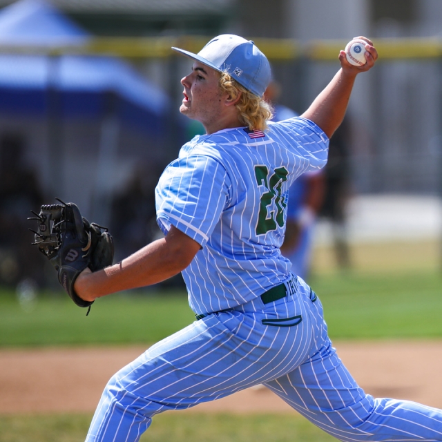 Irvine starting pitcher Matthew Sandoval winds up