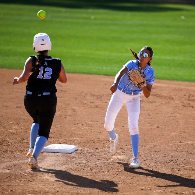 Irvine’s Arianna Santoyo attempts a double play (1)