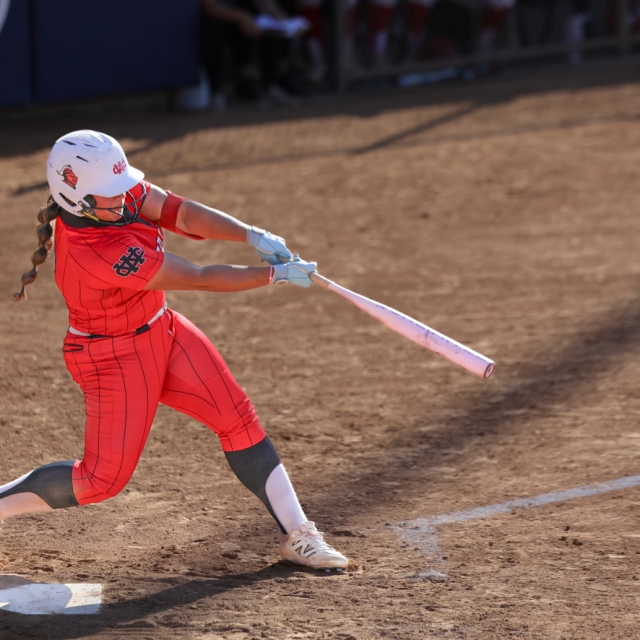 Mia Camacho of Whittier Christian hits a homer late in the game