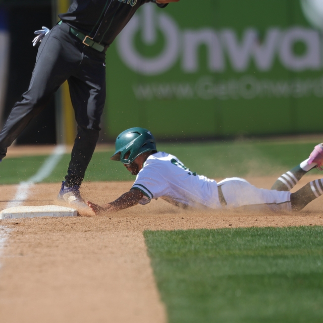Shurr’s Patrick Liggins slides into third base