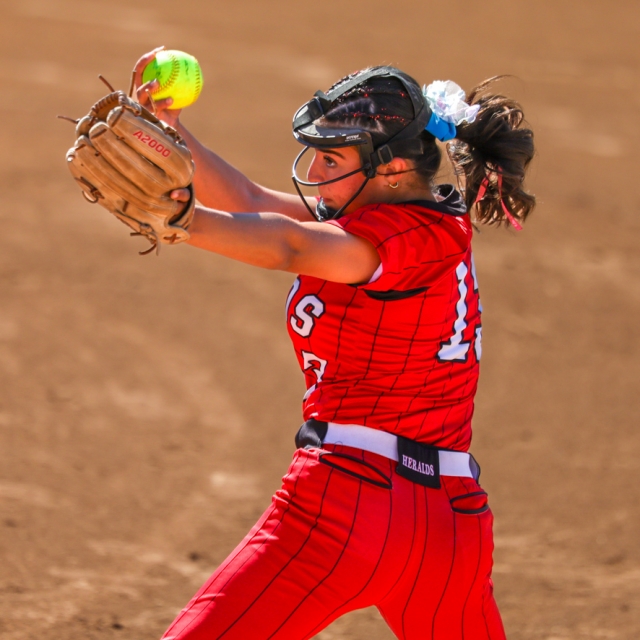 Whittier Christian’s Sofia Gonzalez winds up to pitch